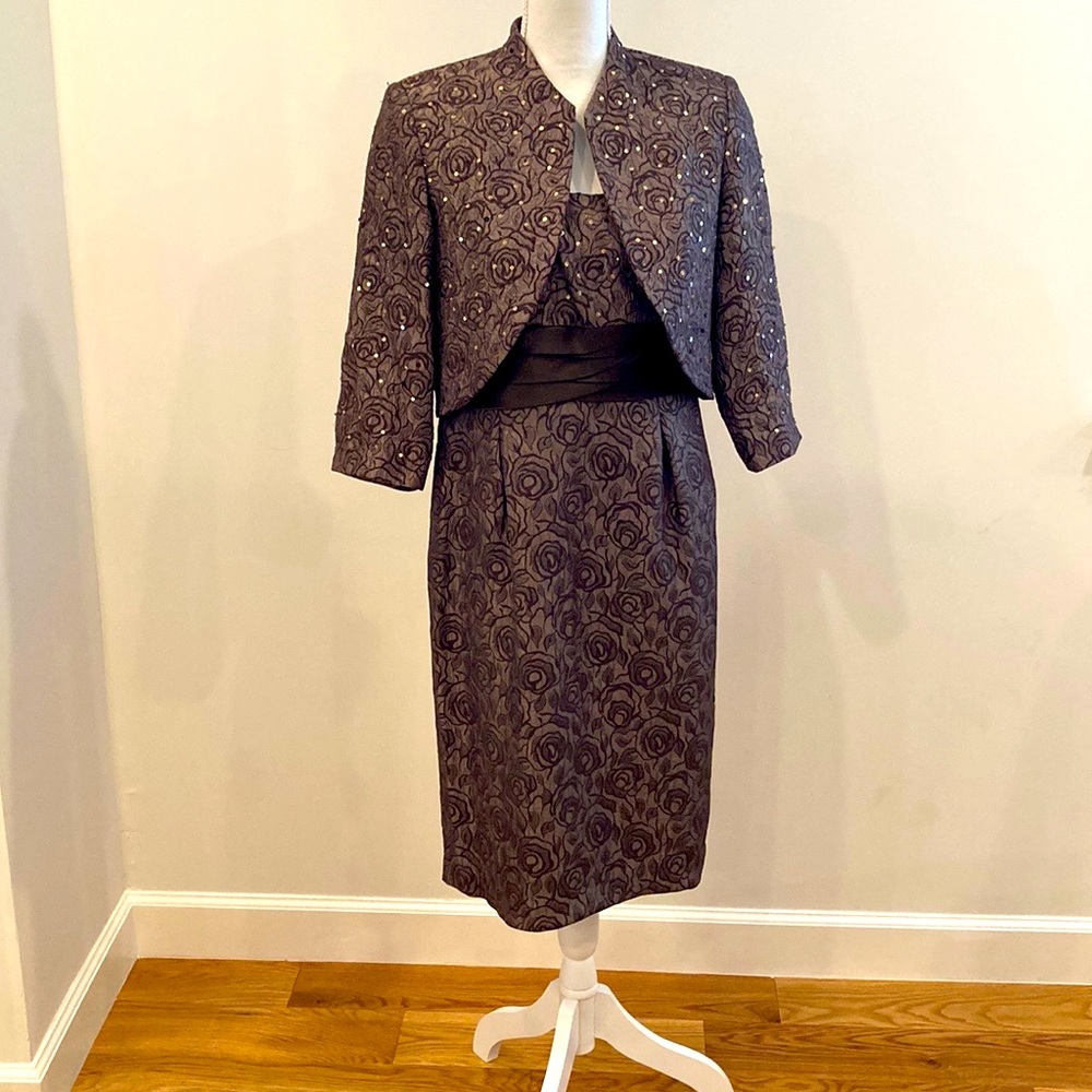 Brown beaded two piece dress
